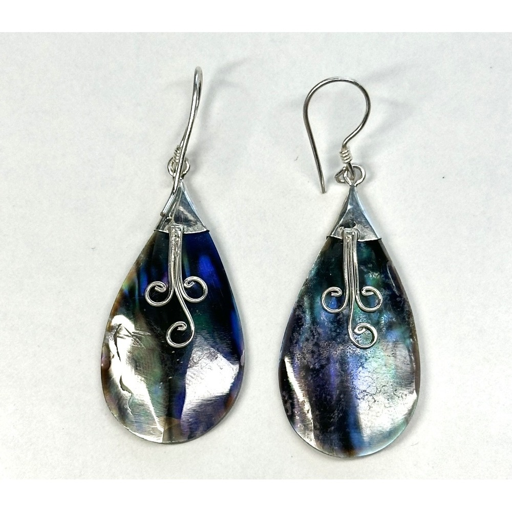 Abalone Shell Sterling Silver Handmade Dangle‎ Earrings